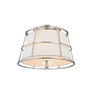 Lámpara de Techo Semi-Pendiente Moderna y Clásica con Marco de Rejilla de Latón y Pantalla de Tela Blanca |   Iluminación Atemporal para Pasillos de Hotel y Habitaciones - Product Image 3