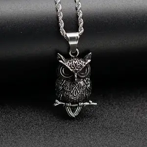 Pendentif collier animal dominateur personnalisé pendentif hibou rétro en acier inoxydable pendentif crâne gothique