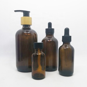 Bouteilles en verre rondes Boston dépolies ambrées à prix d'usine, flacons Boston transparents avec <span class=keywords><strong>pompe</strong></span> à lotion, fabriqués en Chine - Product Image 3