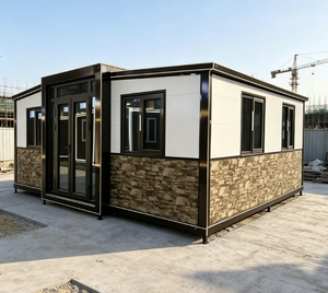 Casa Contenedor Expandible, Casa Prefabricada Plegable, Revestimiento de Pared de Piedra, Casa Móvil de Lujo, 3 Dormitorios, Instalación Rápida, Paquete Plano - Product Image 1