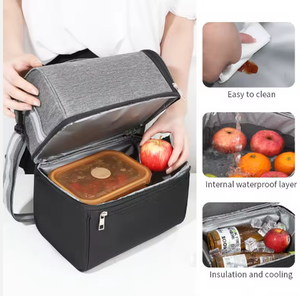 Multi-Colors Bento Bags <b>Insulated</b> Color-block with Zipper Double-Layered Leak-Proof Ice Packs Aluminum Foil <b>Lunch</b> <b>Box</b> - Product Image 4