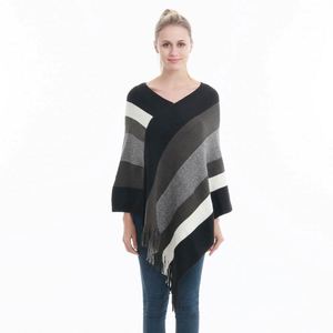 Chales y Capas de Poliéster con Flecos y Bloques de Color para Mujer, Tallas Grandes, Moda Nueva, Venta al Por Mayor, para Actividades al Aire Libre en Otoño - Product Image 2
