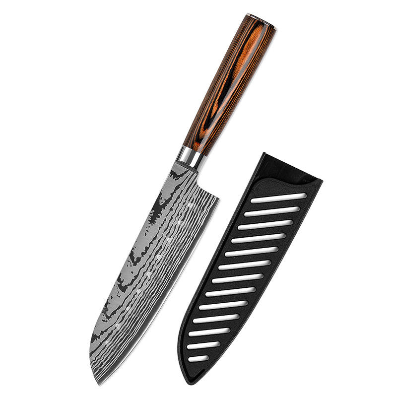 Couteau japonais marron - 7 pouces