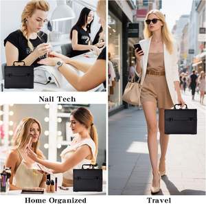 Estuche de Maquillaje Portátil con Espejo, Organizador de Cosméticos de 2 Niveles - Product Image 3