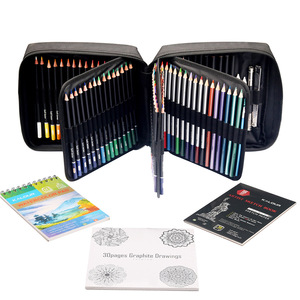 Set de crayons de couleur Soluble dans l'eau, 12 couleurs, crayon pour croquis, peinture, bon marché, Kit professionnel, 126 pièces - Product Image 2