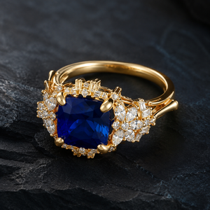 Anello di Fidanzamento Creativo con Gemma Blu per Donne, Elegante Gioiello da Dito alla Moda - Product Image 6