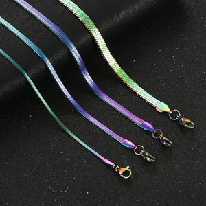 Collar de Cadena Plana de Acero Inoxidable con Degradado de Color, para Mujeres y Hombres, Accesorios de Joyería, Regalo, 2/3/4/5mm - Product Image 3