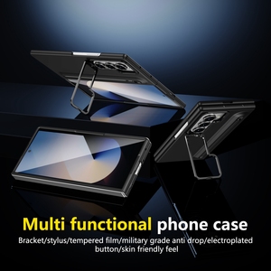 Funda Protectora Negra para Samsung <span class=keywords><strong>Galaxy</strong></span> Z Fold 8 <span class=keywords><strong>7</strong></span> 5, Carcasa Rígida de PC a Prueba de Golpes, Marco de Aluminio con Soporte - Product Image 5