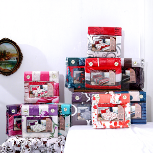Wholesale Printed 6 Piece Deep Pocket <strong>Fitted</strong> and Flat <strong>Bed</strong> <strong>Sheets</strong> Bedding Set Cotton Touch Feeling King and Queen - Product Image 2