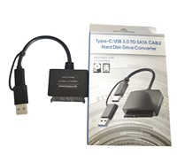 Câble convertisseur de disque dur SATA vers USB 3.0/Type-C, adaptateur 2-en-1, haute vitesse 5 Gbps, pour SSD/HDD SATA 2,5 pouces, Plug & Play