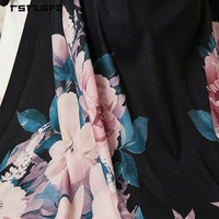Robe longue kimono de luxe modeste pour femme en mousseline noire, style abaya à devant ouvert, imprimé floral pivoine, bordure et passepoil blancs, manches cloche