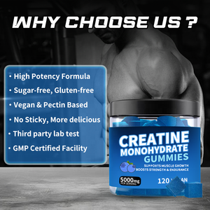 Complément pré-entraînement en marque privée OEM, gommes à la créatine, saveur personnalisée, 5000 mg de créatine monohydrate en gommes - Product Image 4