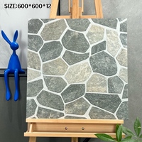 Carreaux de sol extérieurs en céramique vitrifiée, aspect pierre rustique mate, haute qualité, 600x600mm, épaisseur 12mm, antidérapants, antibactériens
