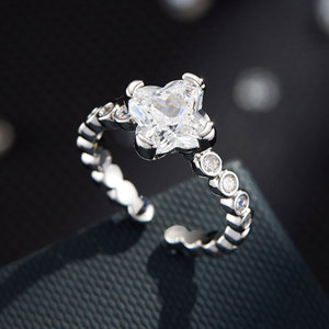Flower Shape Open Ring Gold Plated Zircon Adjustable Index Finger Band - Product Image 4