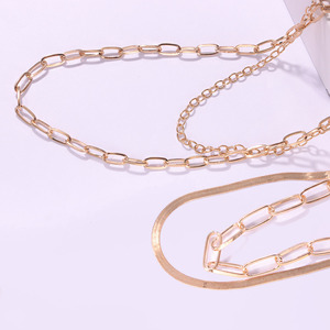 Kalung rantai besi geometris bergaya punk <span class=keywords><strong>retro</strong></span>, berlapis banyak, desain unik, populer, dan berlebihan untuk wanita. - Product Image 4
