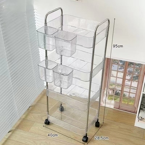 Estante móvil ligero de lujo para inodoro, estante de almacenamiento para suelo, carrito pequeño, soporte para champú, Cosméticos de baño, almacenamiento de costura - Product Image 4