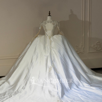 Gaun Pengantin Jancember XS316 Ivory Crystal Filigree dengan Korset V Dalam dan Rok Ball Satin Transparan untuk Acara Formal