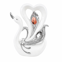Paire de cygnes en porcelaine plaqués or avec incrustation de strass et de lys calla, cadeau de mariage, ornement de table, décoration intérieure