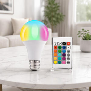 <span class=keywords><strong>Ampoule</strong></span> <span class=keywords><strong>LED</strong></span> télécommandée colorée, <span class=keywords><strong>ampoule</strong></span> RGB à économie d'énergie, en aluminium avec enveloppe en plastique, éclairage ambiant à couleur réglable - Product Image 4