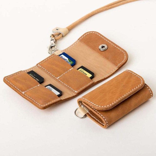 SD Card Leather Case Leather SD Card Holder Case with 4 Card Slots for Photophotographer Camera Accessories