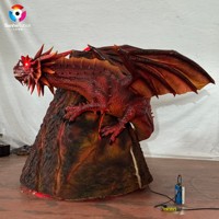 Dragon préhistorique animatronique personnalisé sur volcan, taille réelle, pour rôle de film, dinosaure animatronique pour exposition extérieure en parc à thème