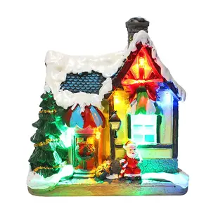 跨界新款圣诞装饰品欧洲led灯屋圣诞灯屋树脂装饰礼品