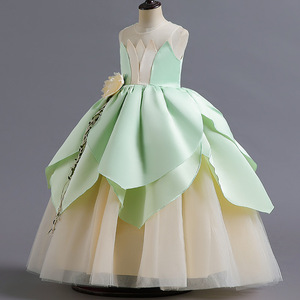 Grenouille Prince Princesse <span class=keywords><strong>Robe</strong></span> Sans Manches Style Long Halloween Princesse <span class=keywords><strong>Tiana</strong></span> <span class=keywords><strong>Robe</strong></span> - Product Image 1