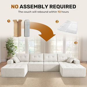 Sofá Modular de Terciopelo Moderno, Extensible y Convertible en Forma de L, Sin Necesidad de Ensamblaje, Espuma de Alta Resiliencia, Diseño con Puntos de Sujeción, Bolsillos Laterales - Product Image 5