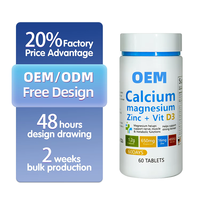 Comprimés de collagène OEM hautement absorbables avec calcium, magnésium, zinc et vitamine D3 pour la force osseuse des adultes, durée de conservation de 24 mois, 2 prises quotidiennes