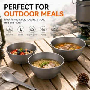 Bol en titane ultraléger à paroi simple pour le camping, la randonnée, la pêche, la vaisselle de camping en plein air, la vaisselle familiale légère - Product Image 4