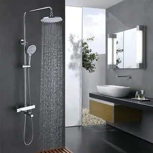 उच्च गुणवत्ता UPC थर्मास्टाटिक दीवार घुड़सवार पीतल बौछार Showerhead के साथ सिंक बाथरूम नल और स्नान सेट नल