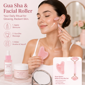 Ensemble de rouleaux de drainage lymphatique en quartz rose pour esthéticiennes professionnelles, rouleau de <span class=keywords><strong>jade</strong></span> rose Gua Sha avec boîte d'emballage, outil de massage - Product Image 2