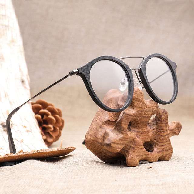 Wood Grain Optical Readers Glasses Frame Acetate Prescription Eyeglasses Frames Italy Women with Clear Lens