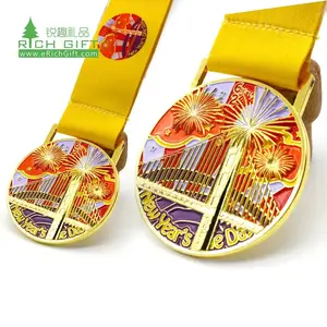 Venda direta da fábrica preço barato metal polido acabamento dourado elegante logotipo de galo medalhas de carnaval festival