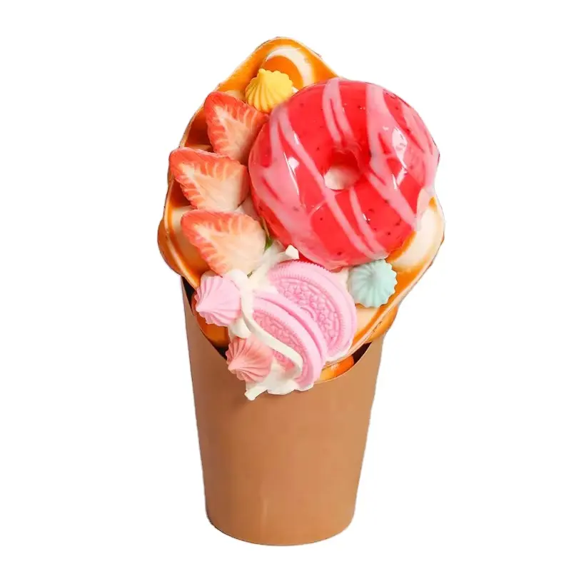 Модель пузырчатой вафли из искусственного мороженого, двойная Вафля, искусственная пищевая витрина, реквизит для закусок, бельгийские украшения, выпечка фруктов на заказ