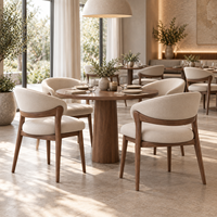 Chaise de salle à manger moderne pour restaurant avec dossier incurvé, revêtement en tissu, structure en bois massif, couleur personnalisée pour hôtel, café