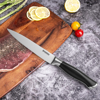 Couteau utilitaire en acier inoxydable GOODA, couteau de cuisine multi-usages, manche en plastique noir, passe au lave-vaisselle, logo personnalisé OEM