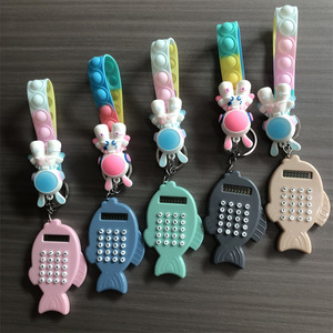 Fish Keychain Calculator 8 Digits Battery Powered ABS Material Colorful Design For Kids And Adults - Product Image 1