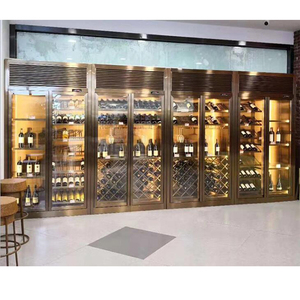 Enfriador de Botellas de Vino Dorado de Dos Puertas con Interior de Espejo para Exhibición, Modelo WR-01 - Product Image 3