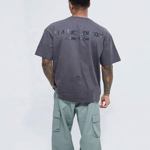 Camisetas de hombre de gran tamaño de algodón pesado Transferencia de Calor impresión cuello redondo Camiseta 100 algodón para hombres - Product Image 3