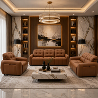 Ensemble de canapés inclinables en cuir de qualité supérieure de conception italienne, style moderne, meubles de salon avec structure en métal