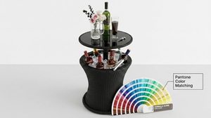 Table de bar portable en rotin PE à hauteur réglable, seau à glace intégré, idéale pour patio, piscine, jardin et fêtes en extérieur - Product Image 3