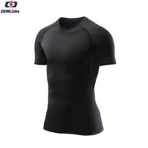 Maglietta sportiva da ginnastica traspirante con Logo personalizzato T-Shirt sportiva a compressione traspirante con Logo T-Shirt compressa da uomo - Product Image 1