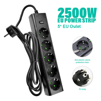 Multiprise WONDERPHON EU 2500W 4 prises 2 ports USB-C Interrupteur à une touche Câble en cuivre robuste 2m Résistant au feu Maison/Bureau