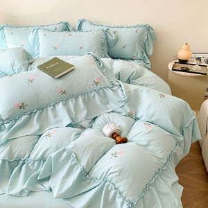 Parure <span class=keywords><strong>de</strong></span> lit 4 pièces en coton égyptien <span class=keywords><strong>de</strong></span> qualité française, 300 fils, résistante à l'eau, antistatique, perméable à l'air, pour toutes les saisons - Product Image 6