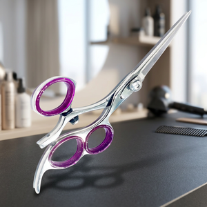 Ciseaux à cheveux professionnels ASAP pour droitiers, à manche long, en acier inoxydable, avec pouce rotatif fixe, pour usage professionnel - Product Image 1