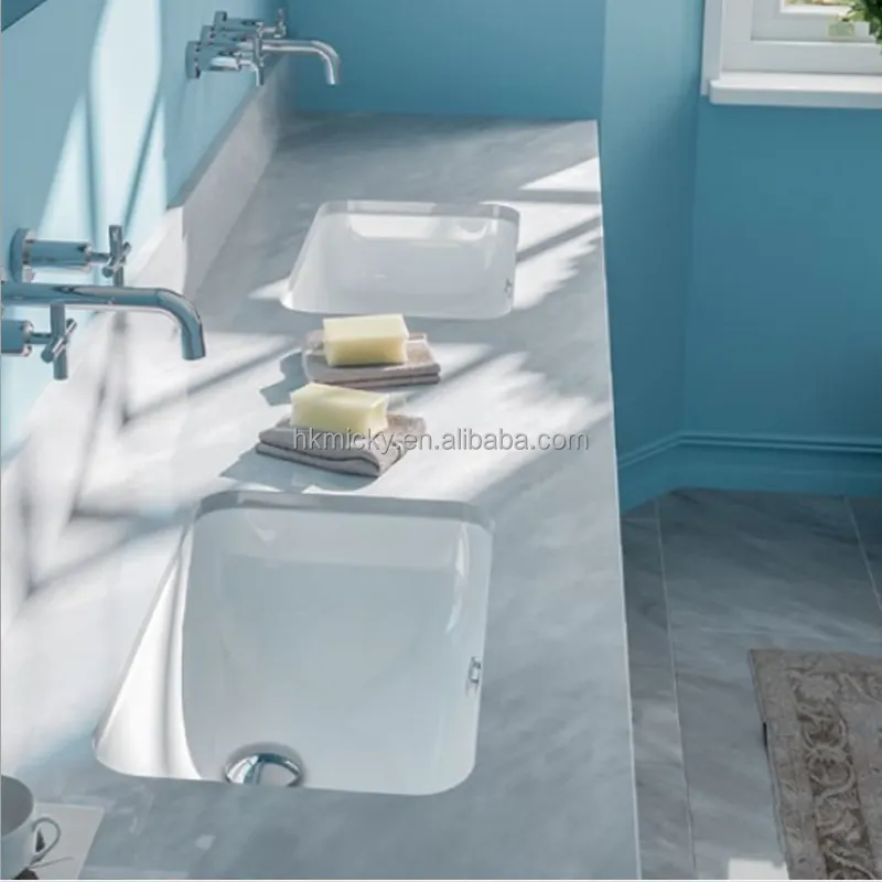 Lavabo modern Porcelain rectangular bathroom sink hand wash basin hotel ceramic undermount Under Counter Sinks
