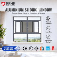 Fenêtre coulissante en aluminium EEHE NFRC CSA insonorisée à double vitrage pour projet commercial