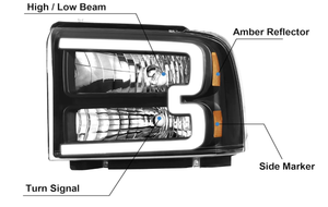 Faro Delantero Halógeno YuTai con Luz de Marcha Diurna <span class=keywords><strong>LED</strong></span> para F250 F350 Super Duty 2005 2006 2007 05 06 07 - Product Image 2