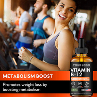 Vente en gros usine Gouttes liquides de Vitamine B12 Complexe B Végétalien Sublingual 5000mcg Amélioration de l'humeur Perte de poids 60ml 2 doses quotidiennes